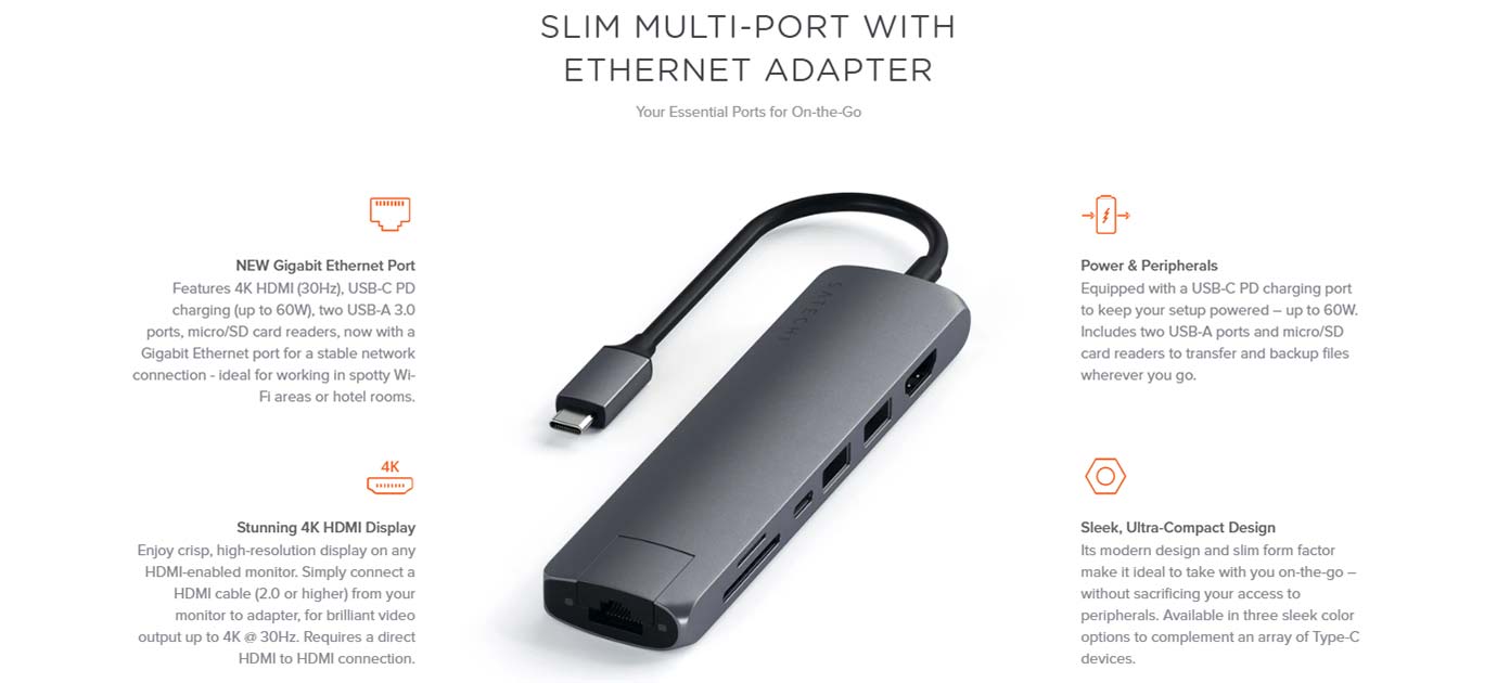 SLIM MULTI-PORT WITH ETHERNET ADAPTER
