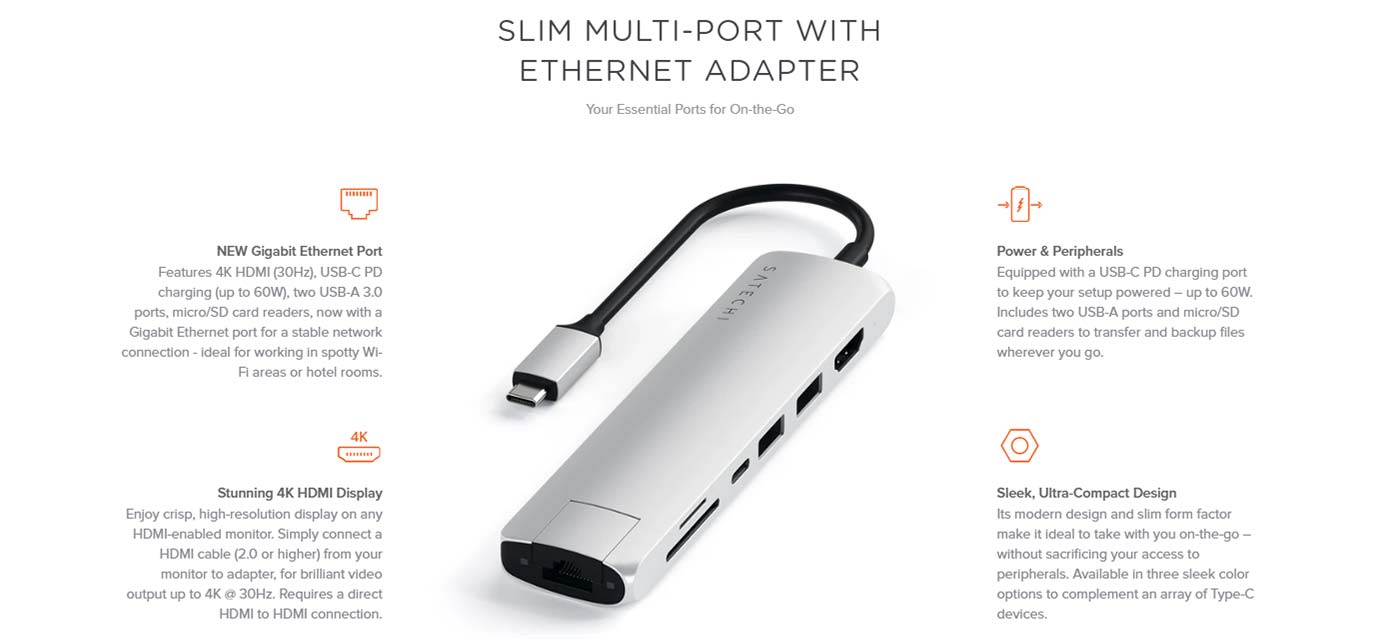 SLIM MULTI-PORT WITH ETHERNET ADAPTER