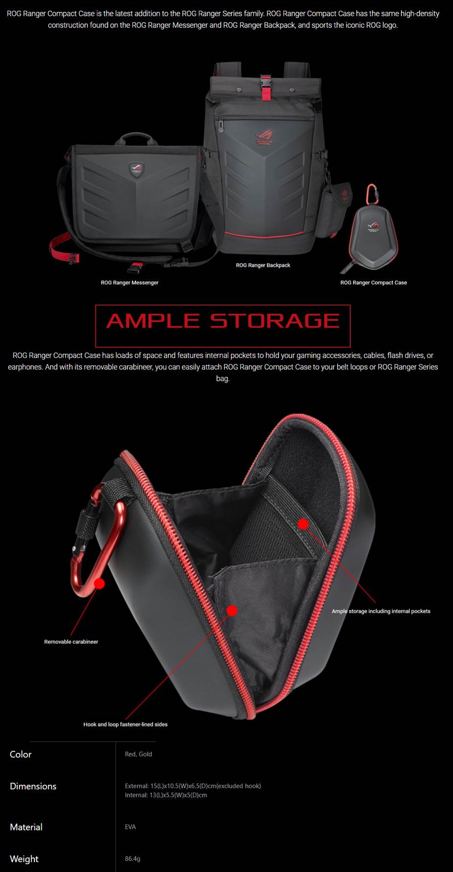 Asus ROG Ranger Case - Red 90XB0310-BBA000 Details
