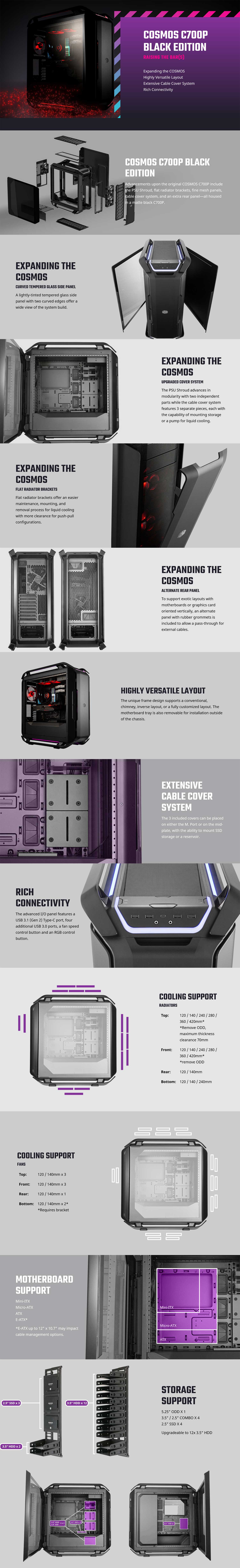 Cooler Master C700p RGB full tower PC case black edition [MCC-C700P-KG5N-S00] Details