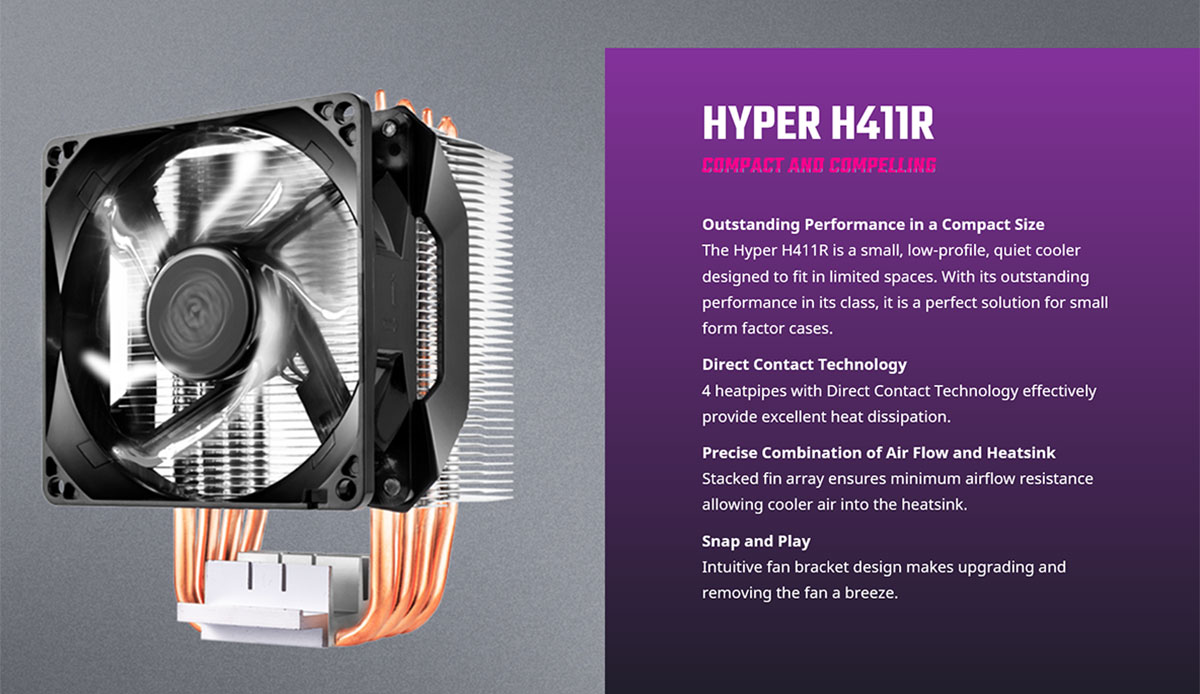 Cooler Master Hyper h411r CPU Cooler RR-H411-20PW-R1 Overview