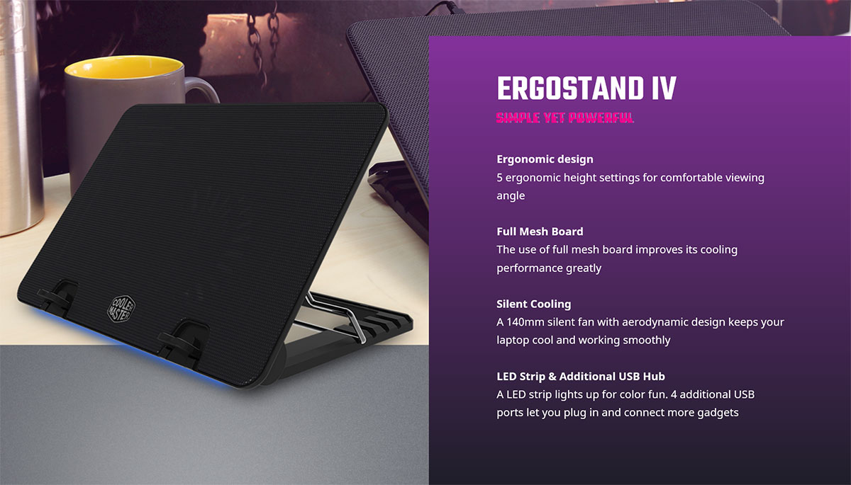 Cooler Master NotePal Ergo Stand IV R9-NBS-E42K-GP Overview
