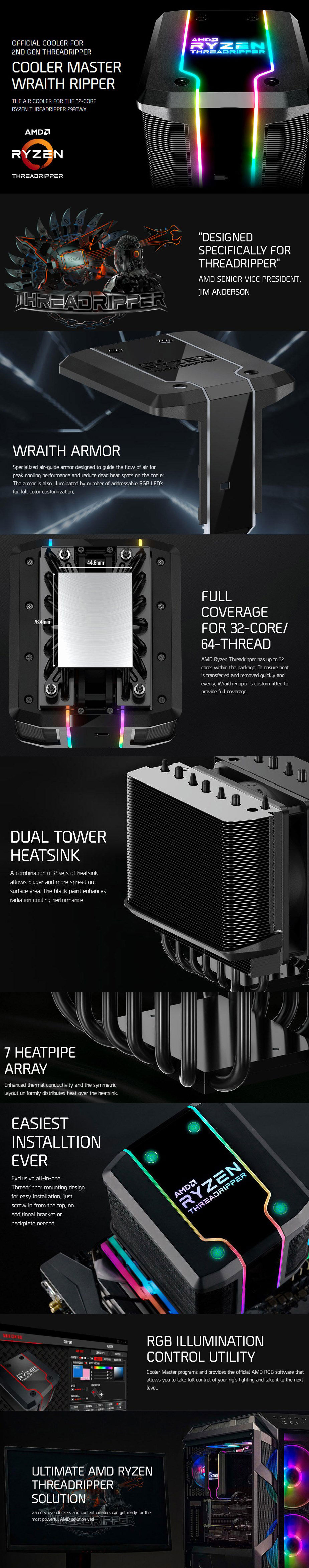 Cooler Master Wraith Ripper RGB CPU Cooler for AMD Socket TR4 MAM-D7PN-DWRPS-T1 Details