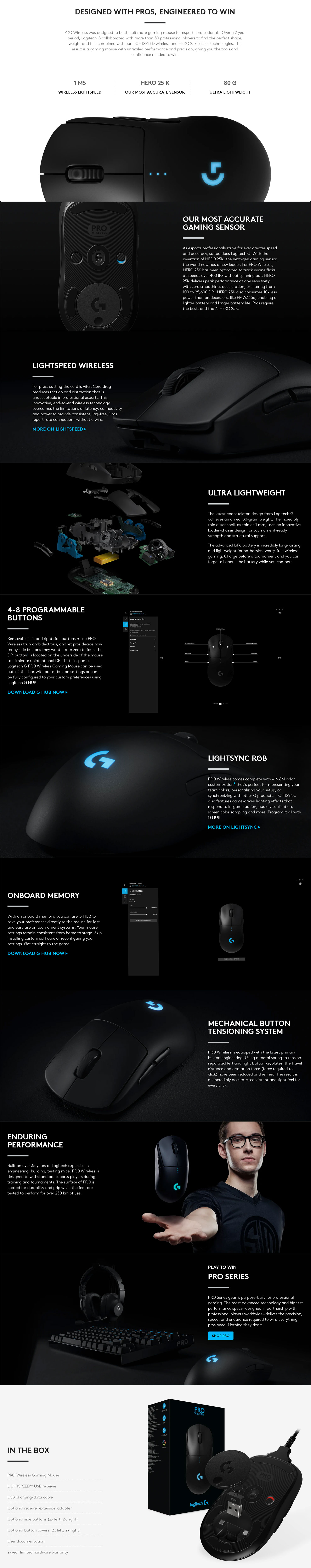 Logitech G Pro Wireless Gaming Mouse RGB 910-005274 Details