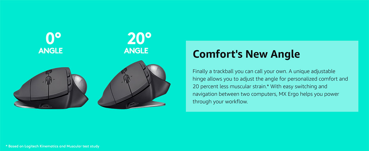 Logitech MX Ergo Wireless Trackball Mouse 910-005180 Comfort
