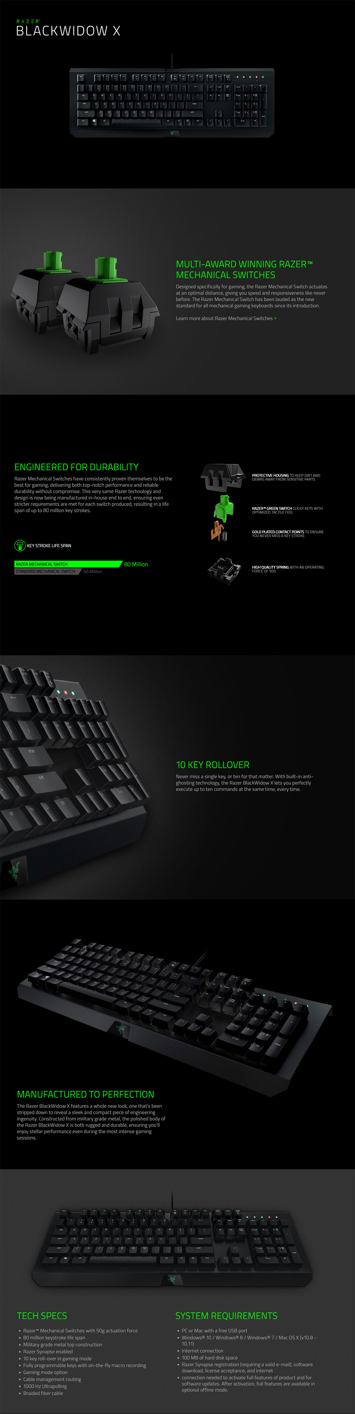 Razer BlackWidow X Tournament Edition Chroma - RGB Mechanical Gaming Keyboard RZ03-01770100-R3M1 Details