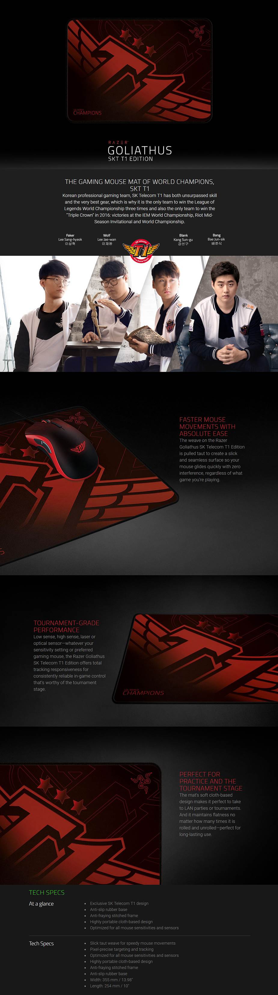 Razer Goliathus SKT T1 Edition Gaming Mouse Mat Details