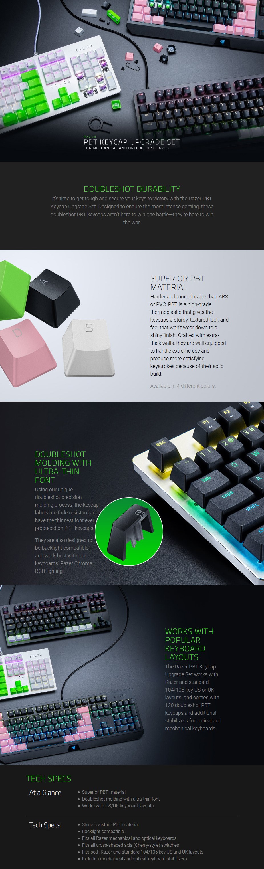 Razer PBT Keycap Upgrade Set For Mechanical and Optical Keyboards - Classic Black RC21-01490100-R3M1 Details