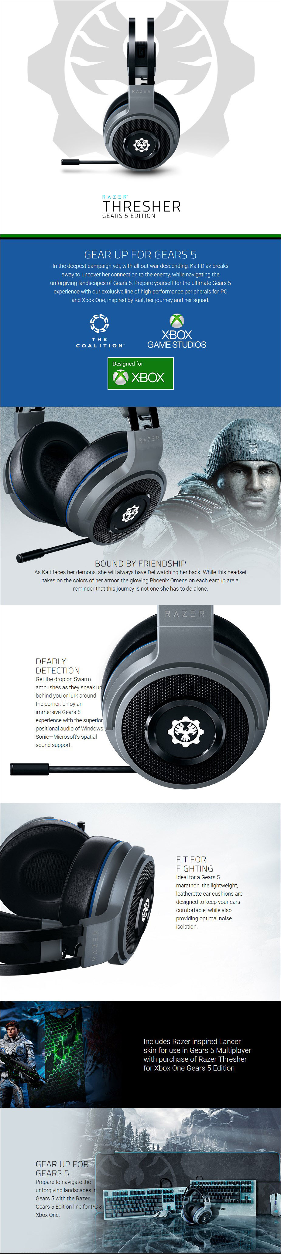 Razer Thresher - Wireless Gaming Headset for XboxOne - Gears 5 Edition RZ04-02240200-R3M1 Details