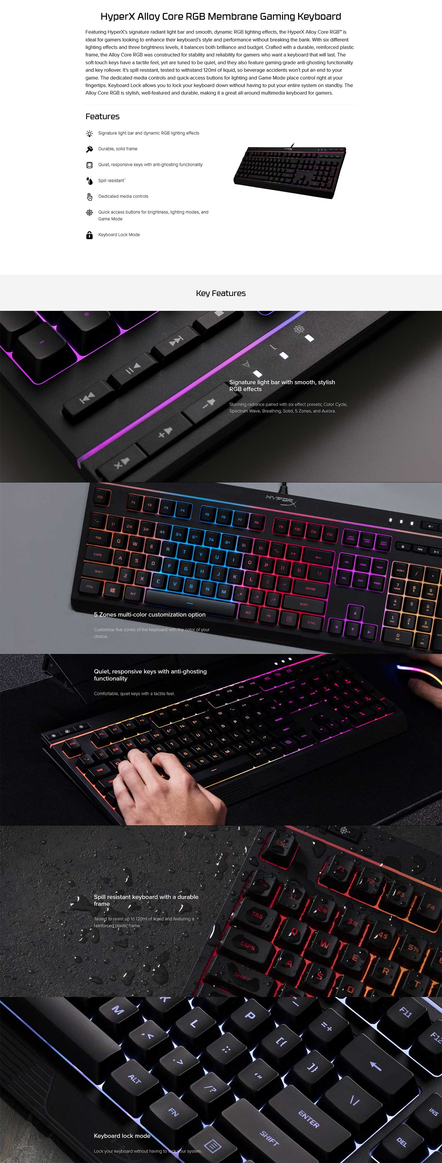 Kingston HyperX Alloy Core Membrane Gaming Keyboard HX-KB5ME2-US Details
