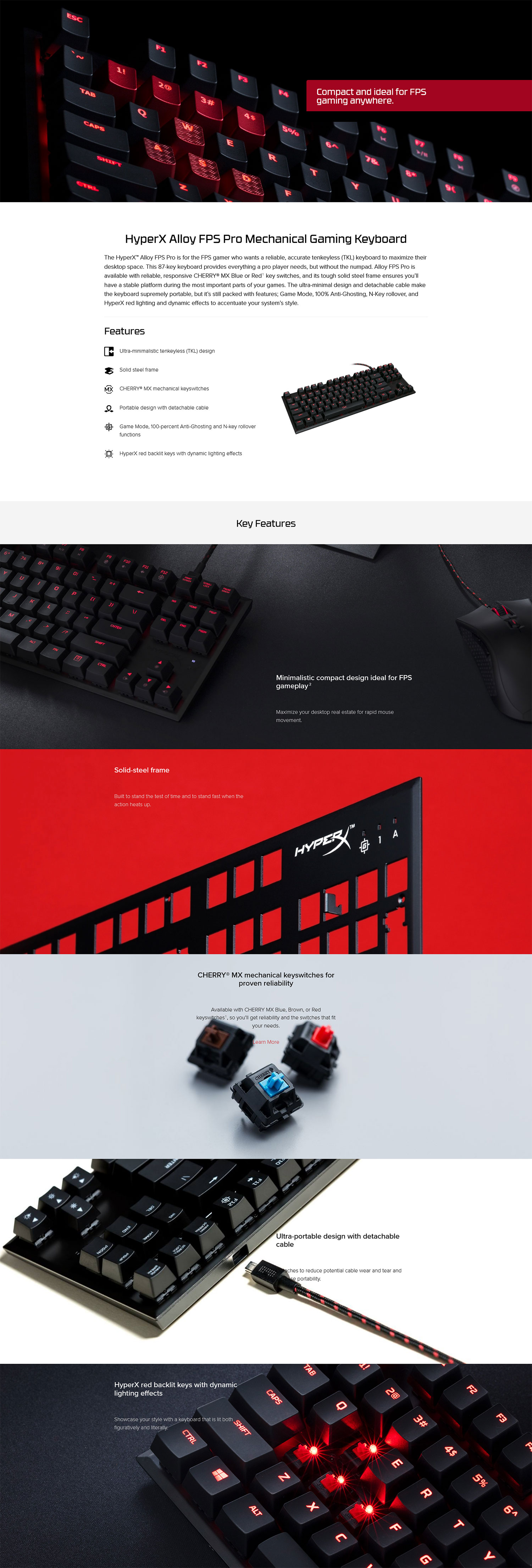 Kingston HyperX Alloy FPS Mechanical Gaming Keyboard - Cherry Mx Red Details