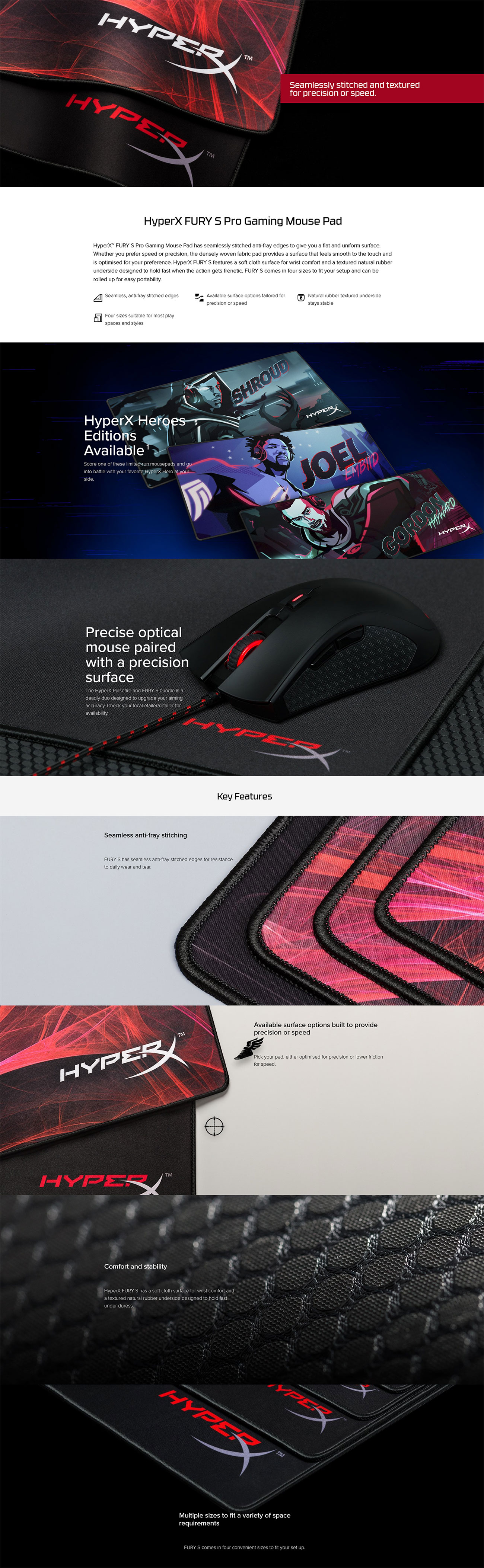 Kingston HyperX Fury S Speed Edition Pro Gaming Mouse Mat - Large HX-MPFS-S-L